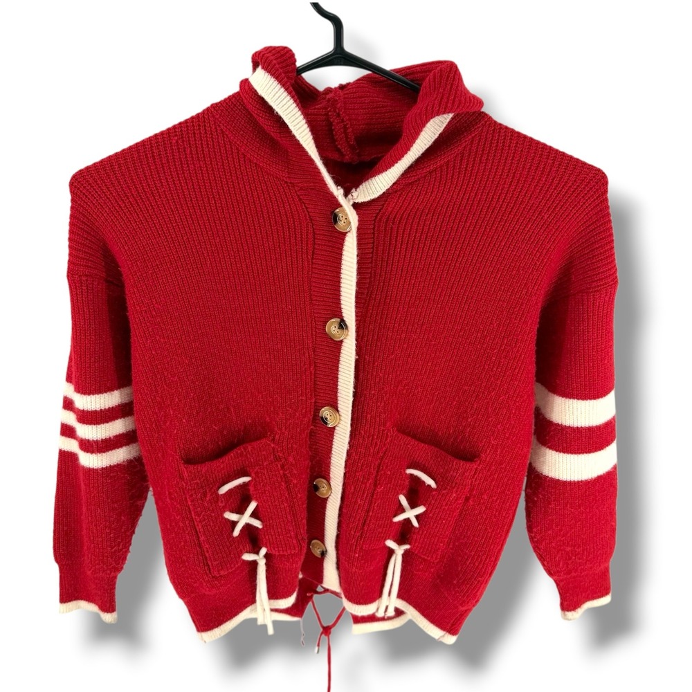 Japanese Womens Girls Red Sweaters School Cardigan Knitwear Loose Coat Hooded